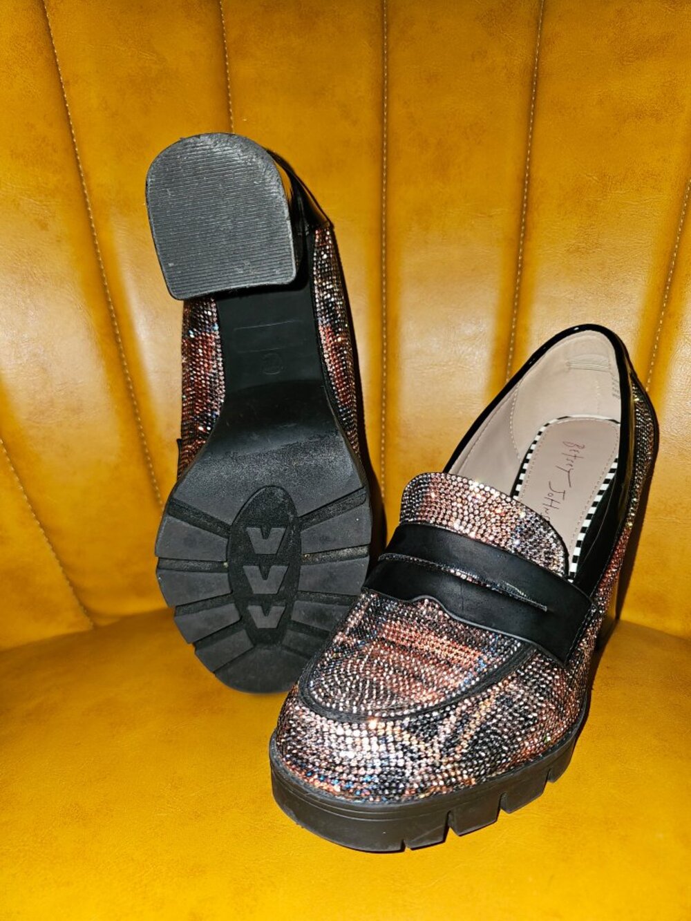 Betsey Johnson Black and Red Platform Loafers - Picture 2 of 2